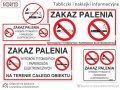 tablice i naklejki informacyjne zakaz palenia wyrobów tytoniowych i papierosów elektronicznych. Znak zakazu palenia tytoniu (przekreślony papieros) i znak zakazu wapowania (przekreślony e-papieros). O
