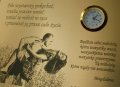 Tabliczka z życzeniami ślubnymi, laminat grawerski o gr. 1,5 mm z mini zegarem w kolorze złotym